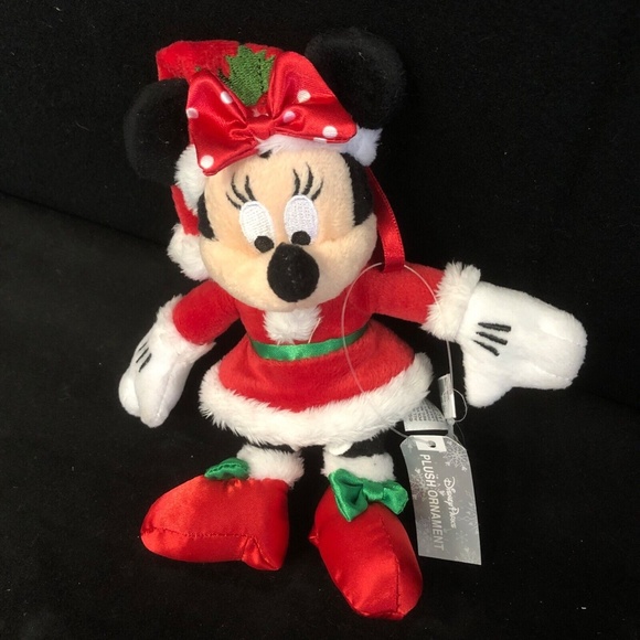 Disney Parks Minnie Mouse Santa Mistletoe Plush Christmas Ornament 6" - NWT - Picture 4 of 4